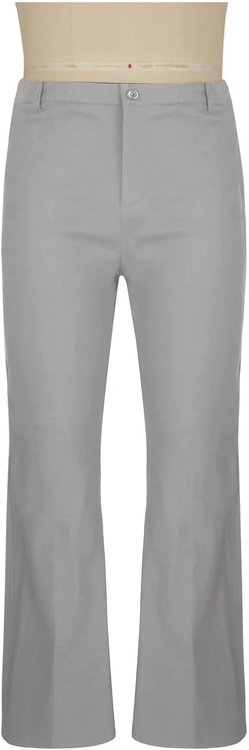 70s Disco Pants for Men Solid Bell Bottom Dress Pant Stylish Dancing Stage Performance Flat Front Pants Stretch