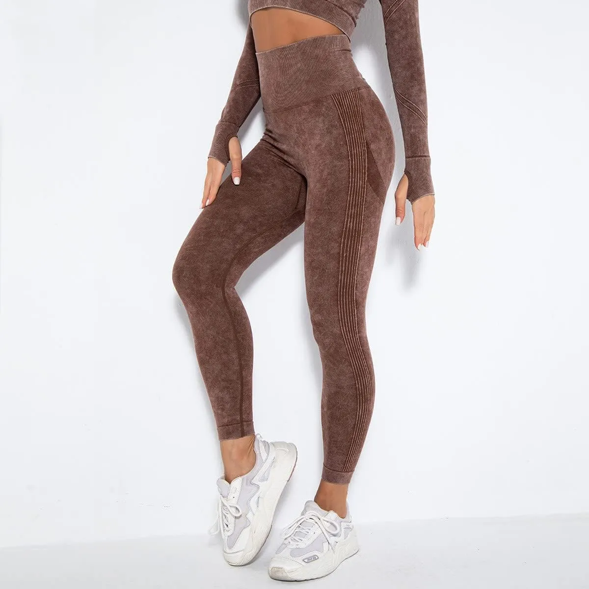 Akklian Gym Yoga Pants Compression Leggings for Women High Waist Butt Lifting Leggings Comfy Stretchy Striped Sports Leggings