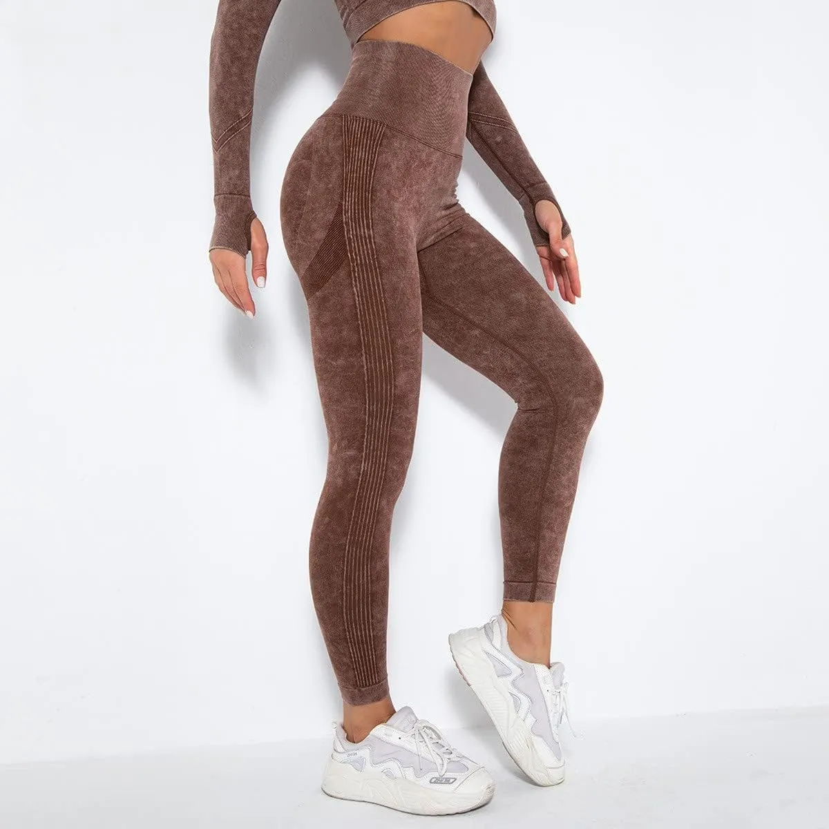 Akklian Gym Yoga Pants Compression Leggings for Women High Waist Butt Lifting Leggings Comfy Stretchy Striped Sports Leggings