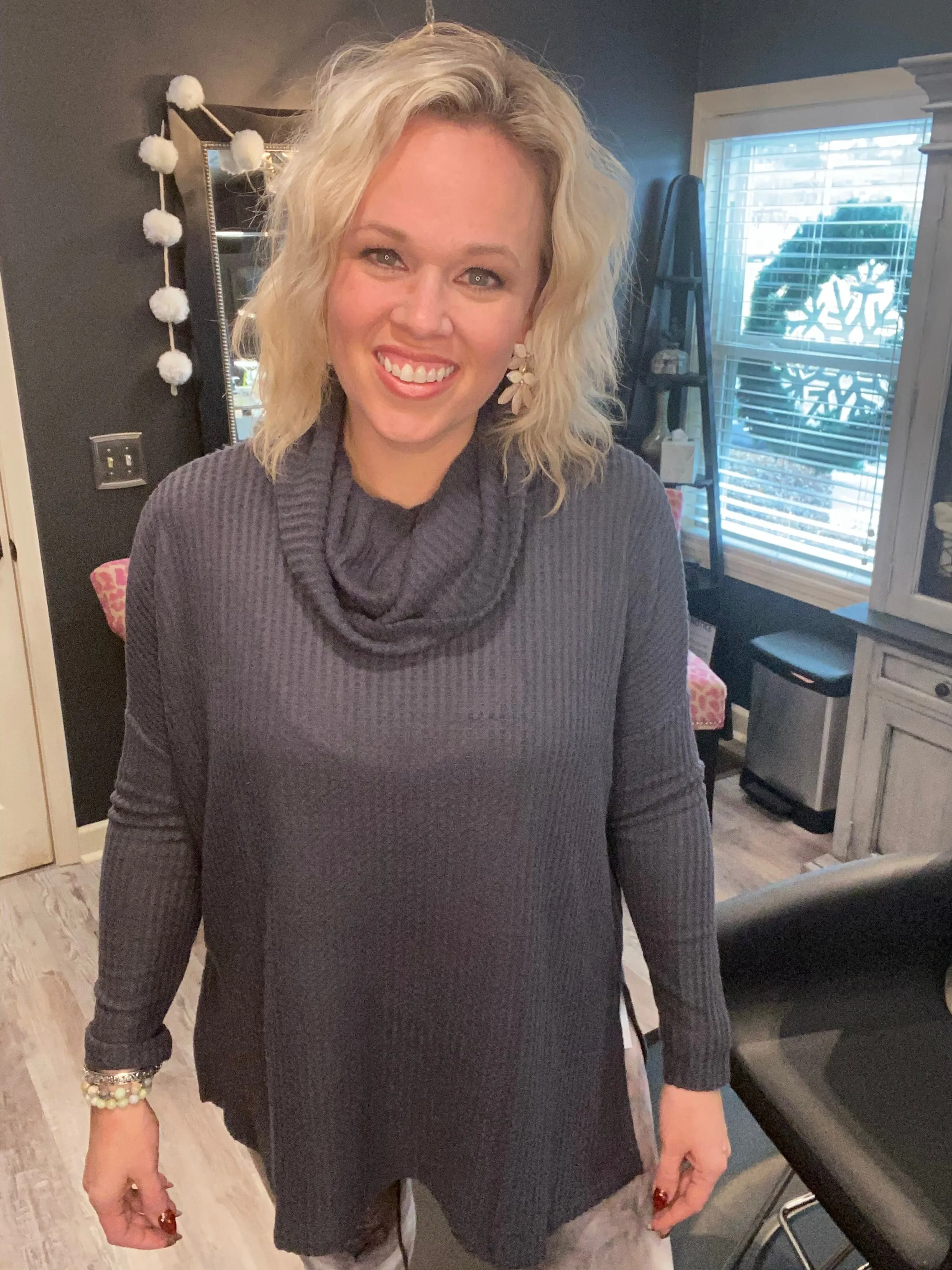 Ash Grey Thermal Hi-Low Sweater