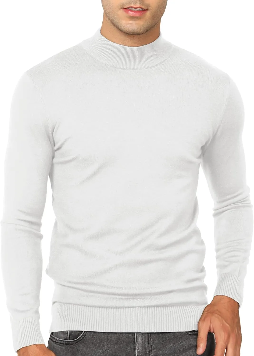 Babioboa Men's Mock Turtleneck Sweater Slim Fit Half Turtleneck Long Sleeve Knit Pullover Thermal Casual Solid Knitwear