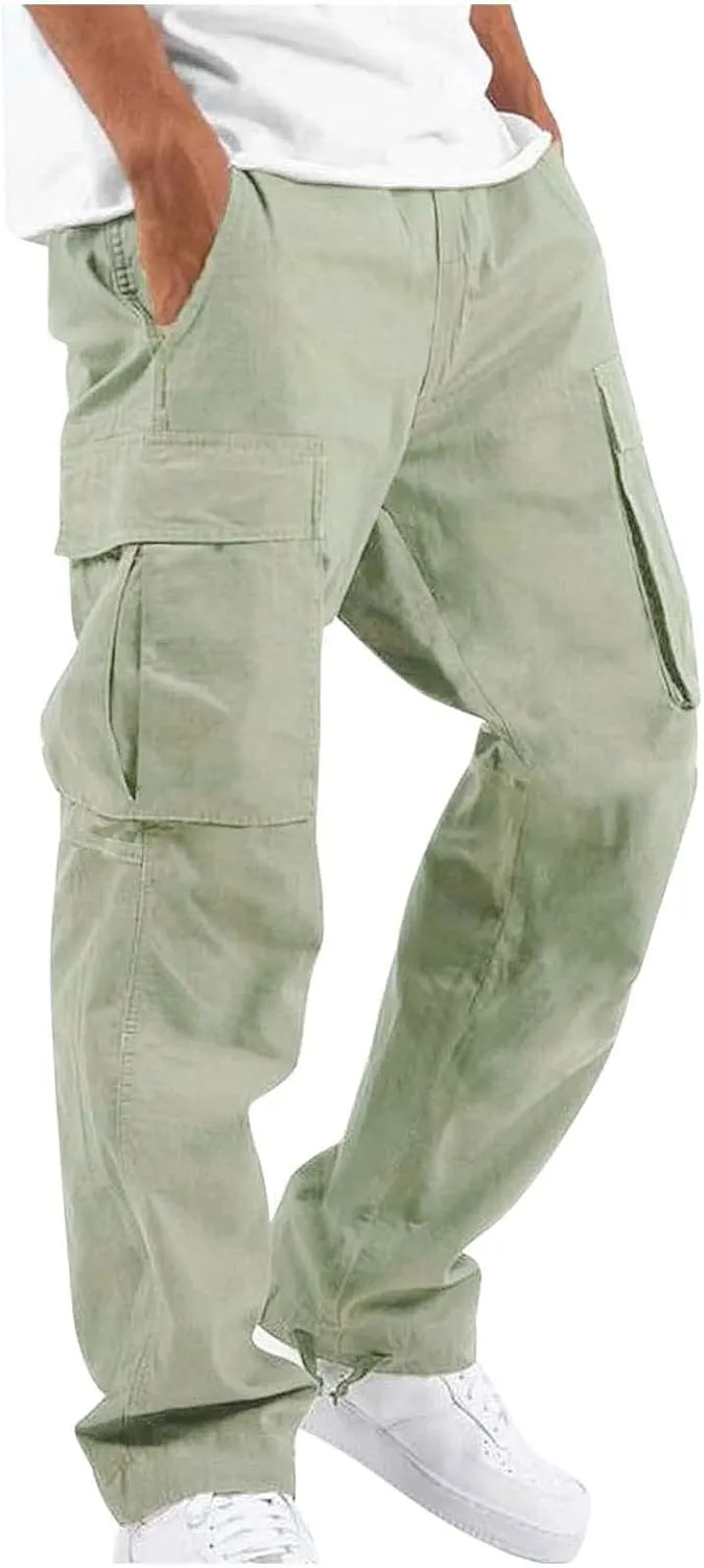 Baggy Cargo Pants for Men Relaxed Fit Lightweight Cargo Jogger Sweatpants Outdoor Workout Work Pants with Pockets