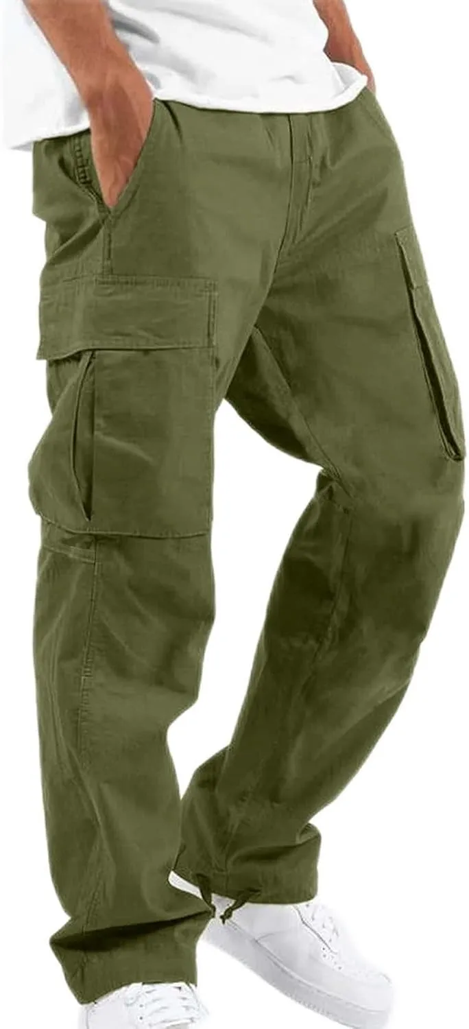 Baggy Cargo Pants for Men Relaxed Fit Lightweight Cargo Jogger Sweatpants Outdoor Workout Work Pants with Pockets