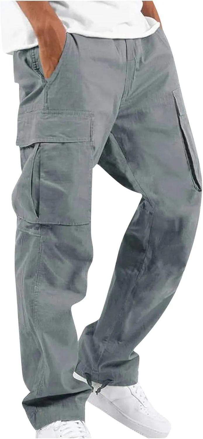 Baggy Cargo Pants for Men Relaxed Fit Lightweight Cargo Jogger Sweatpants Outdoor Workout Work Pants with Pockets