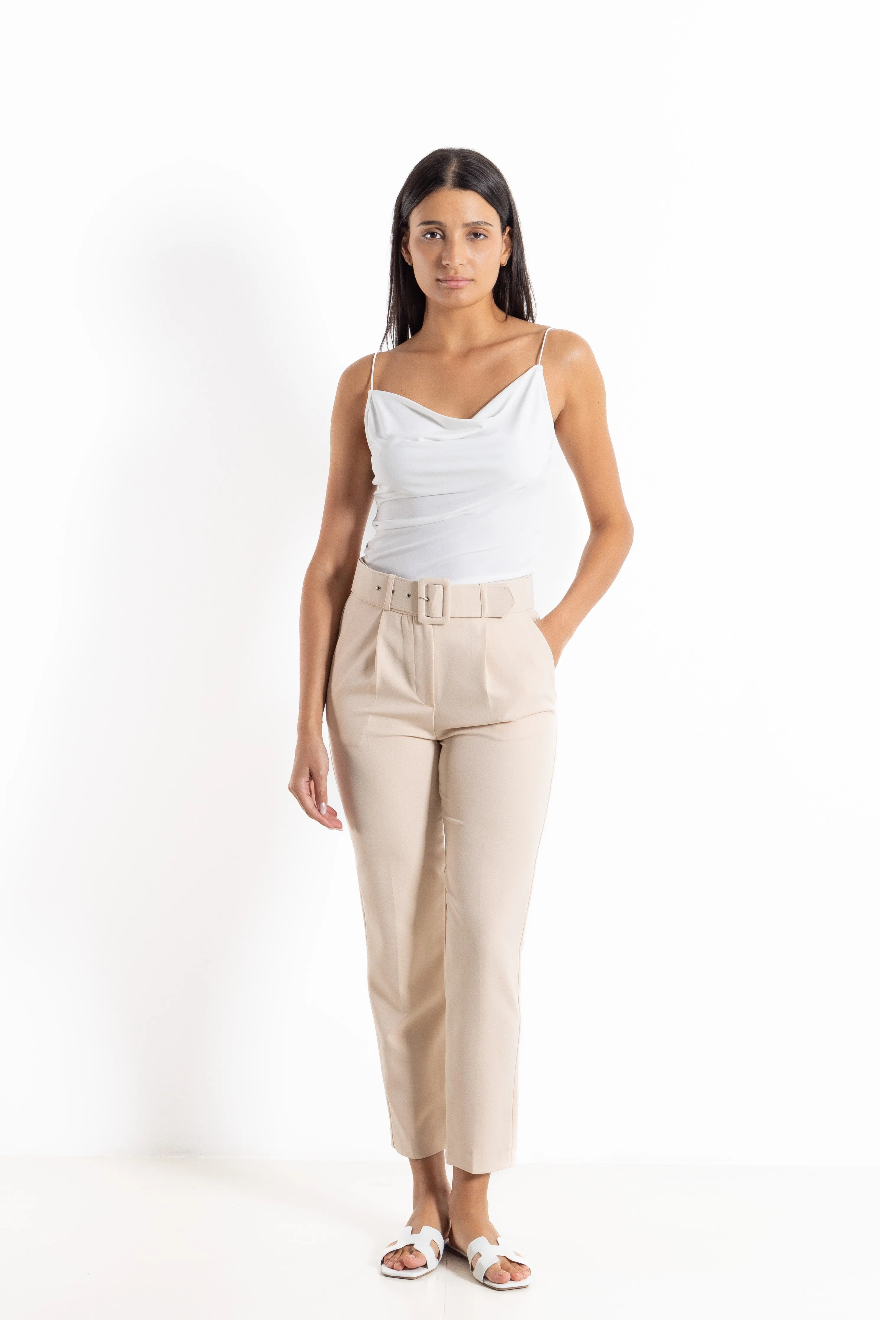 BELTED TAILORED TROUSERS