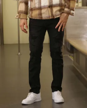 Black Jeans with Ripped and Repaired for Daily Wear-Mexico Local Delivery