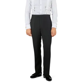 Black Wool Mohair Tuxedo Flat Front Trousers