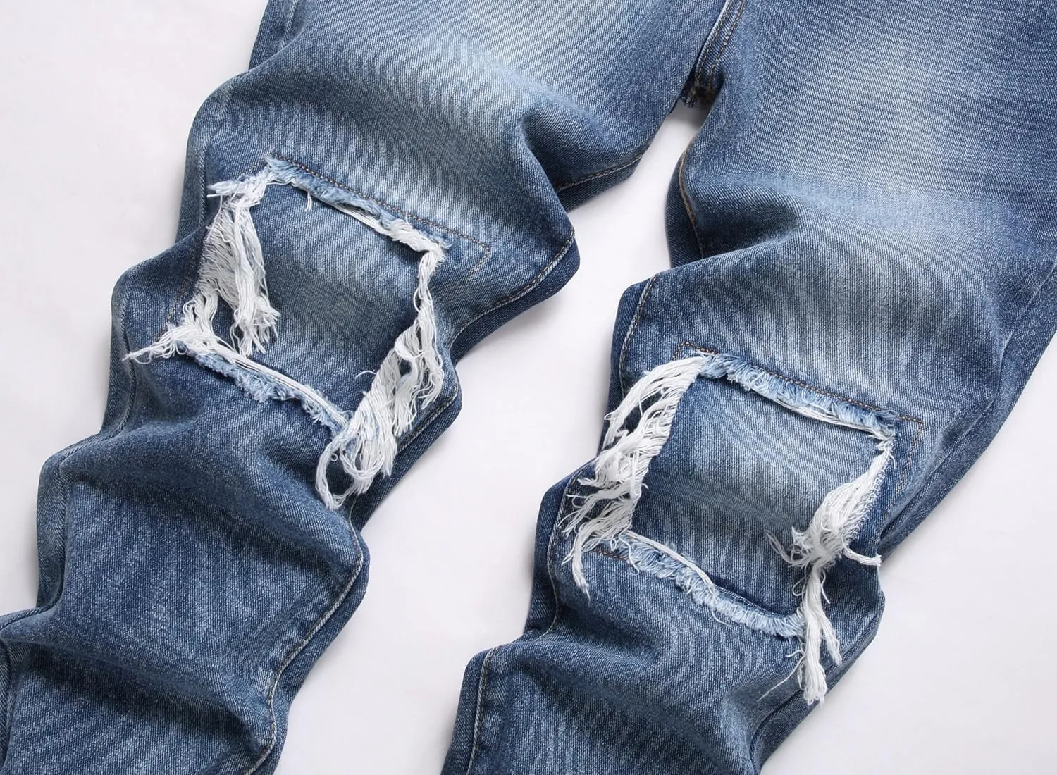 Boy's Ripped Jeans Stacked Destroyed Distressed Skinny Fit Fashion Comfy Denim Jeans Pants