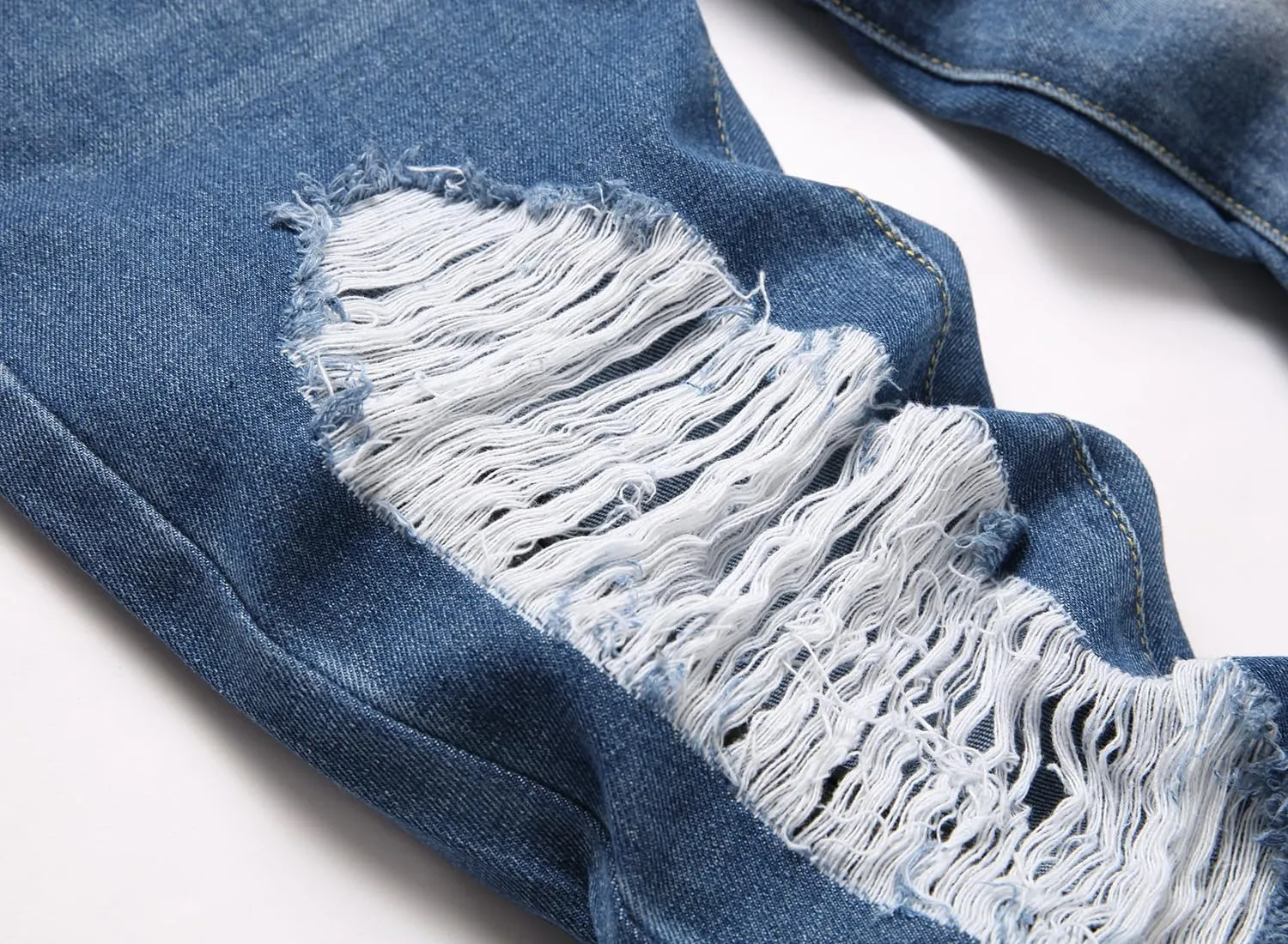 Boy's Ripped Jeans Stacked Destroyed Distressed Skinny Fit Fashion Comfy Denim Jeans Pants