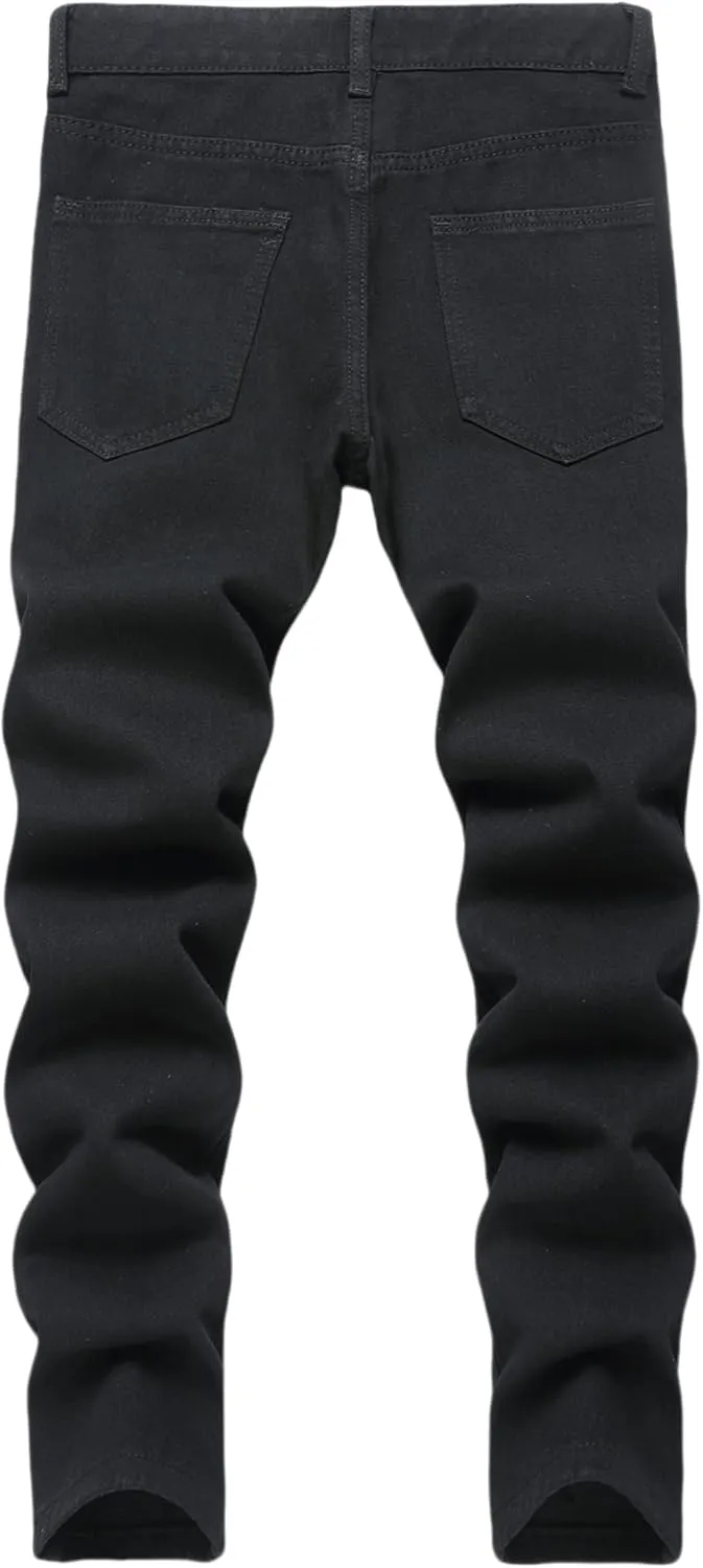 Boy's Ripped Jeans Stacked Destroyed Distressed Skinny Fit Fashion Comfy Denim Jeans Pants
