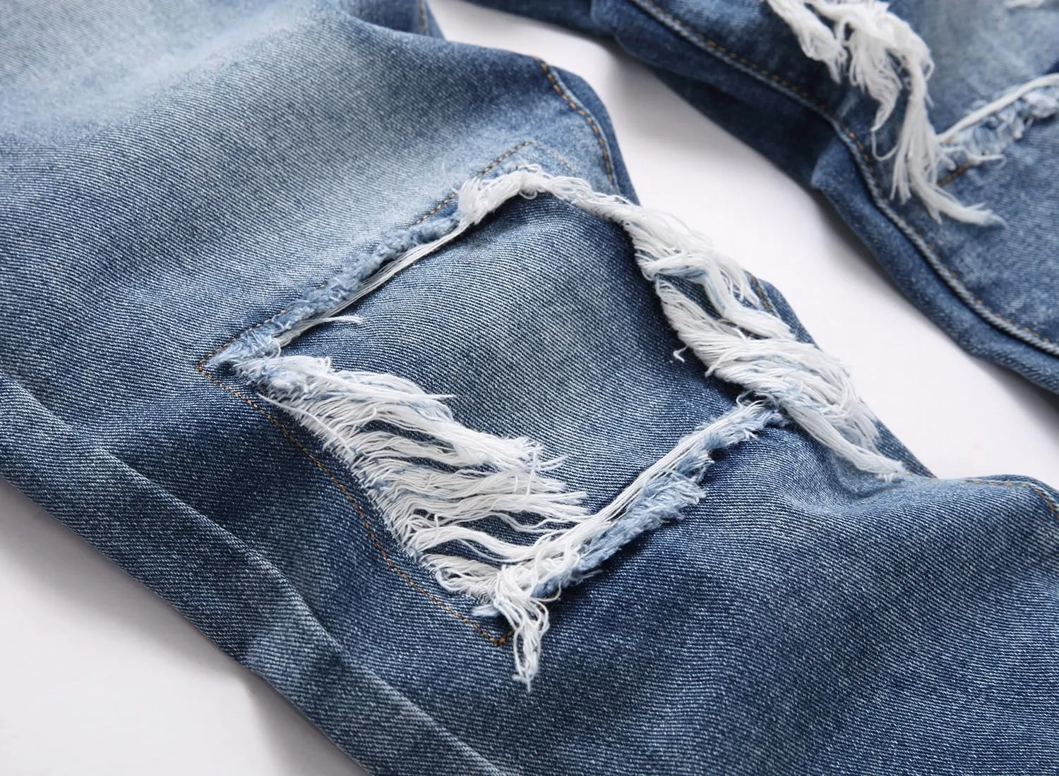 Boy's Ripped Jeans Stacked Destroyed Distressed Skinny Fit Fashion Comfy Denim Jeans Pants