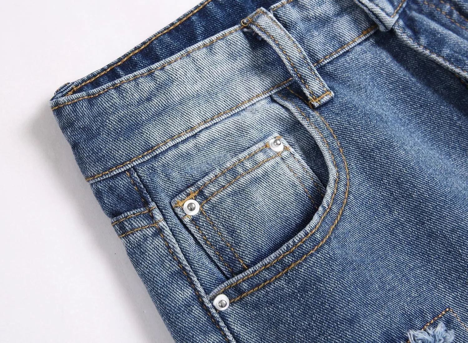 Boy's Ripped Jeans Stacked Destroyed Distressed Skinny Fit Fashion Comfy Denim Jeans Pants
