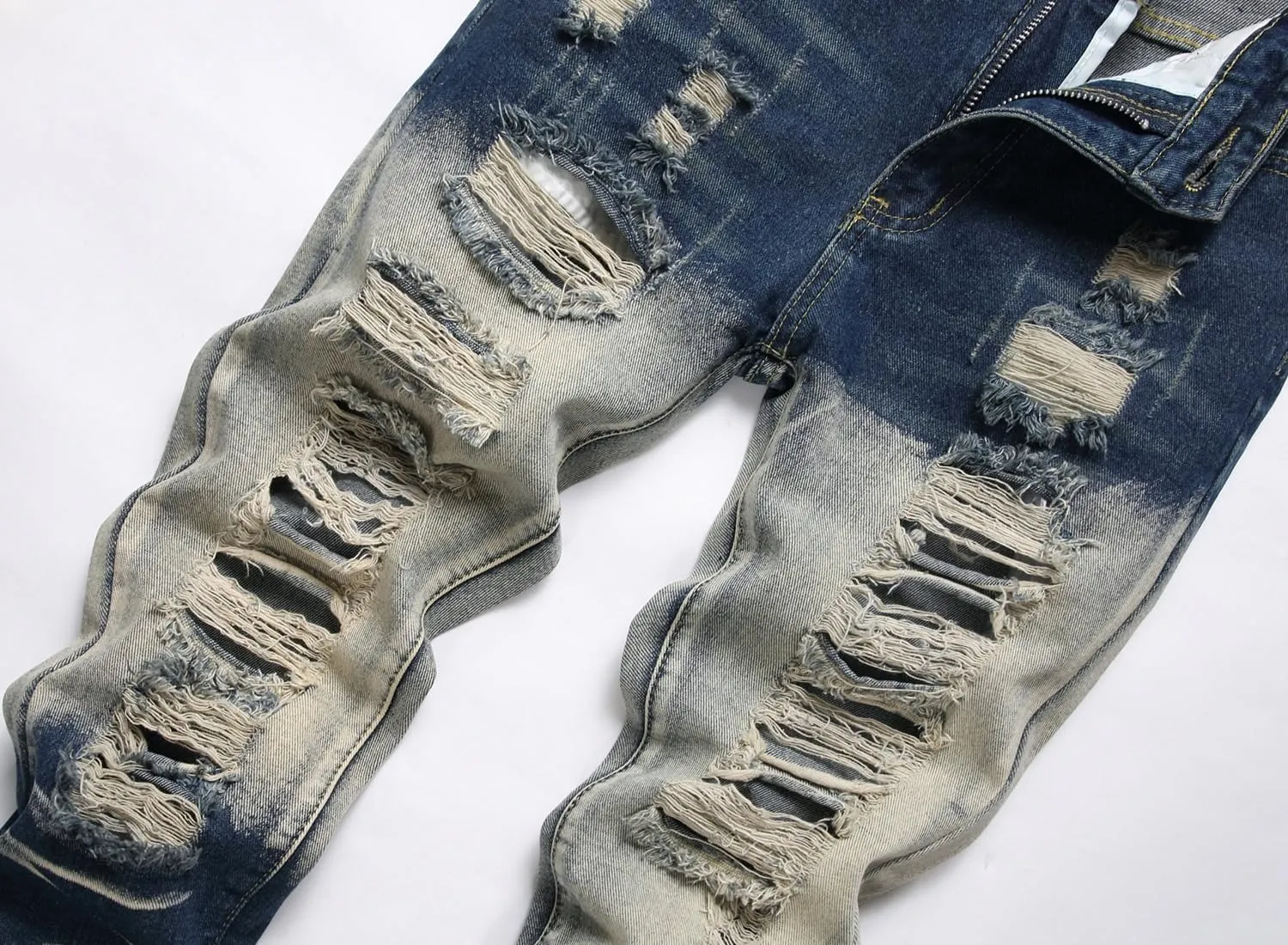Boy's Ripped Jeans Stacked Skinny Fit Destroyed Distressed Fashion Comfy Denim Jeans Pants