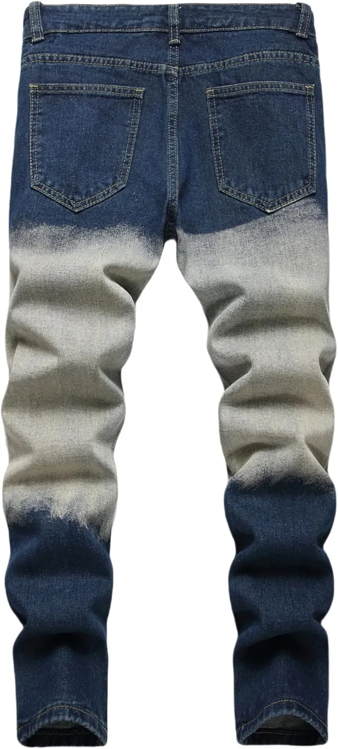 Boy's Ripped Jeans Stacked Skinny Fit Destroyed Distressed Fashion Comfy Denim Jeans Pants