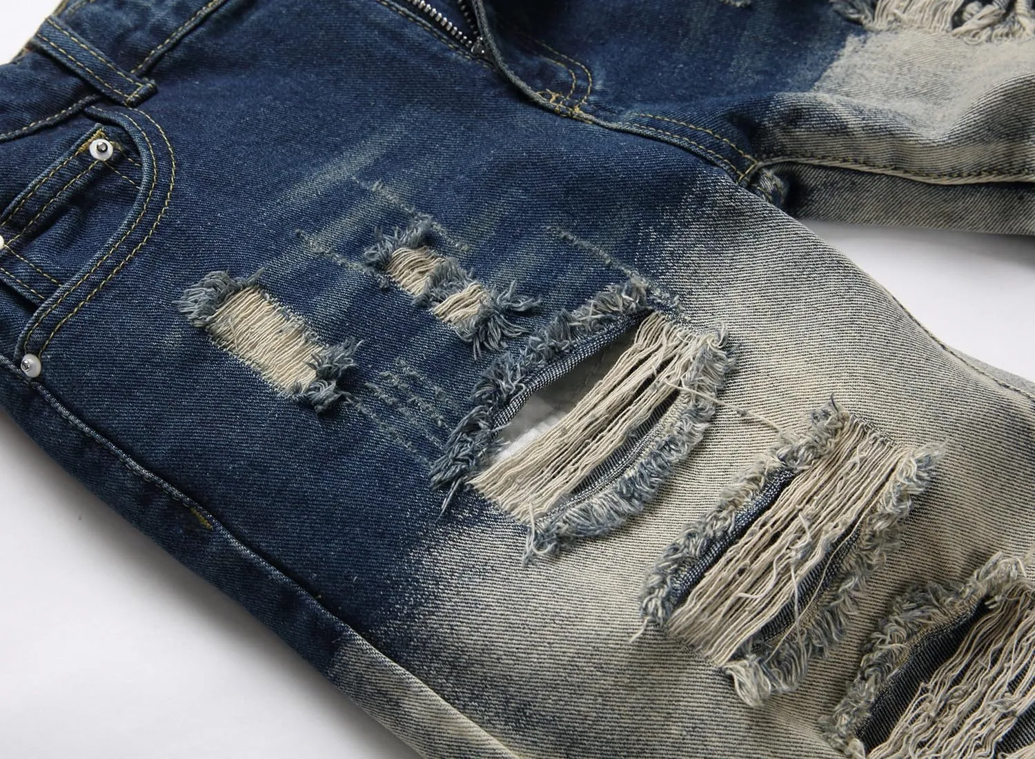 Boy's Ripped Jeans Stacked Skinny Fit Destroyed Distressed Fashion Comfy Denim Jeans Pants