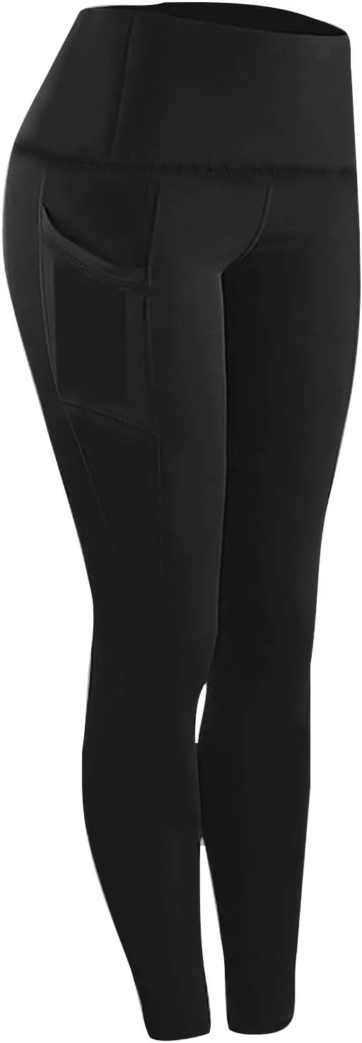 Butt Lifting Leggings for Women Tummy Control High Waist Leggings Workout Yoga Pants with Pockets Stretchy Trousers