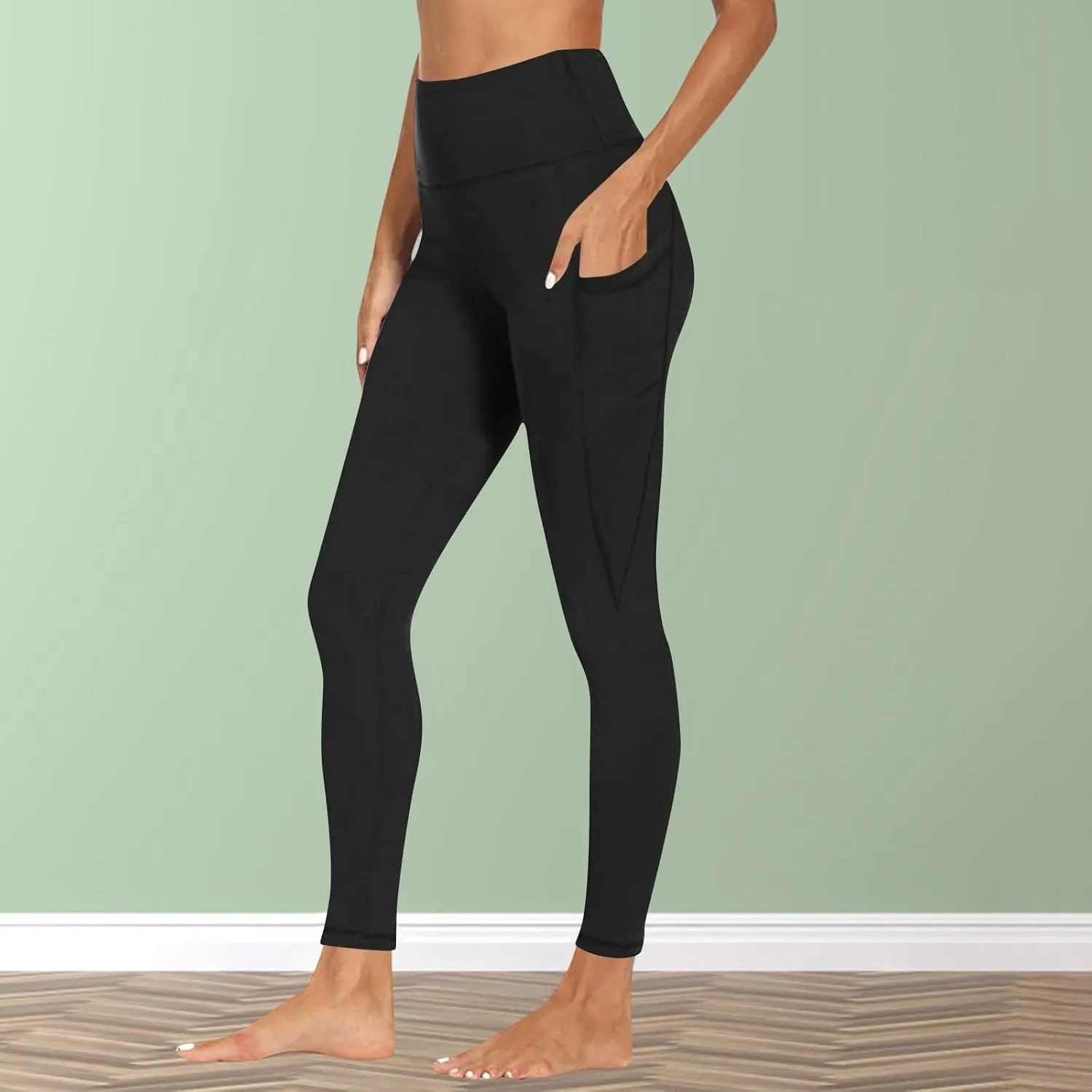 Butt Lifting Leggings for Women Tummy Control High Waist Leggings Workout Yoga Pants with Pockets Stretchy Trousers