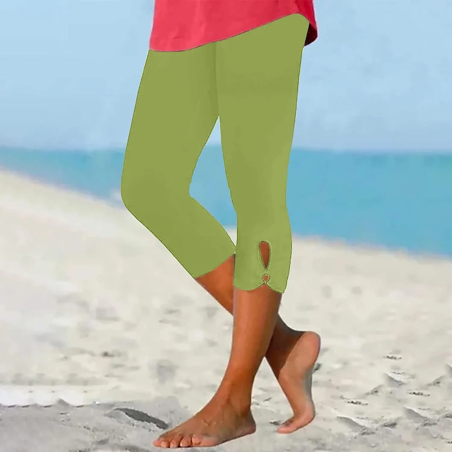 Capri Leggings for Women 2025 Summer Cropped Pants High Waist Yoga Capris Stretchy Workout Leggings Compression Pants