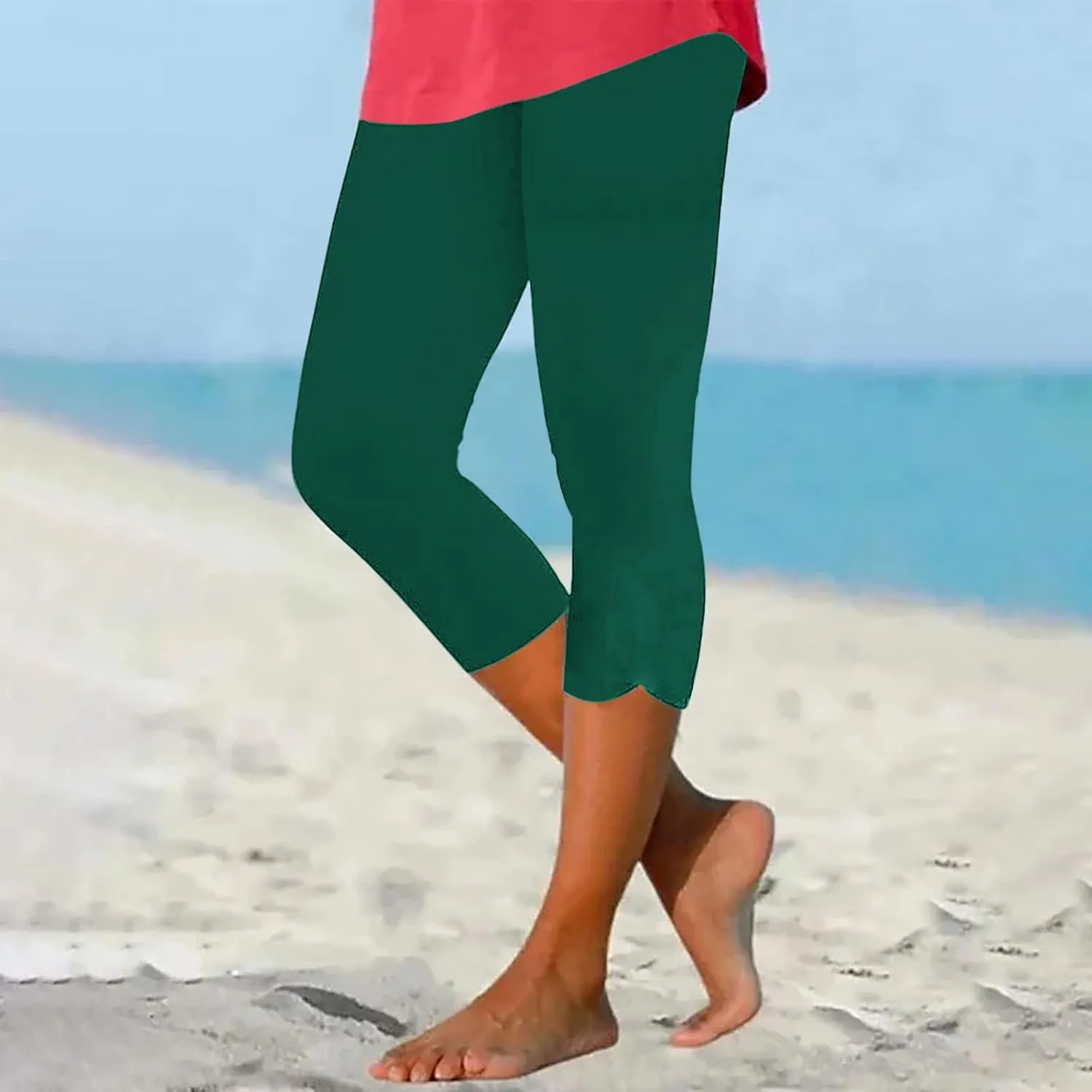 Capri Leggings for Women Dressy Cropped High Waist Yoga Pants Comfy Stretchy Leggings Workout Compression Shorts