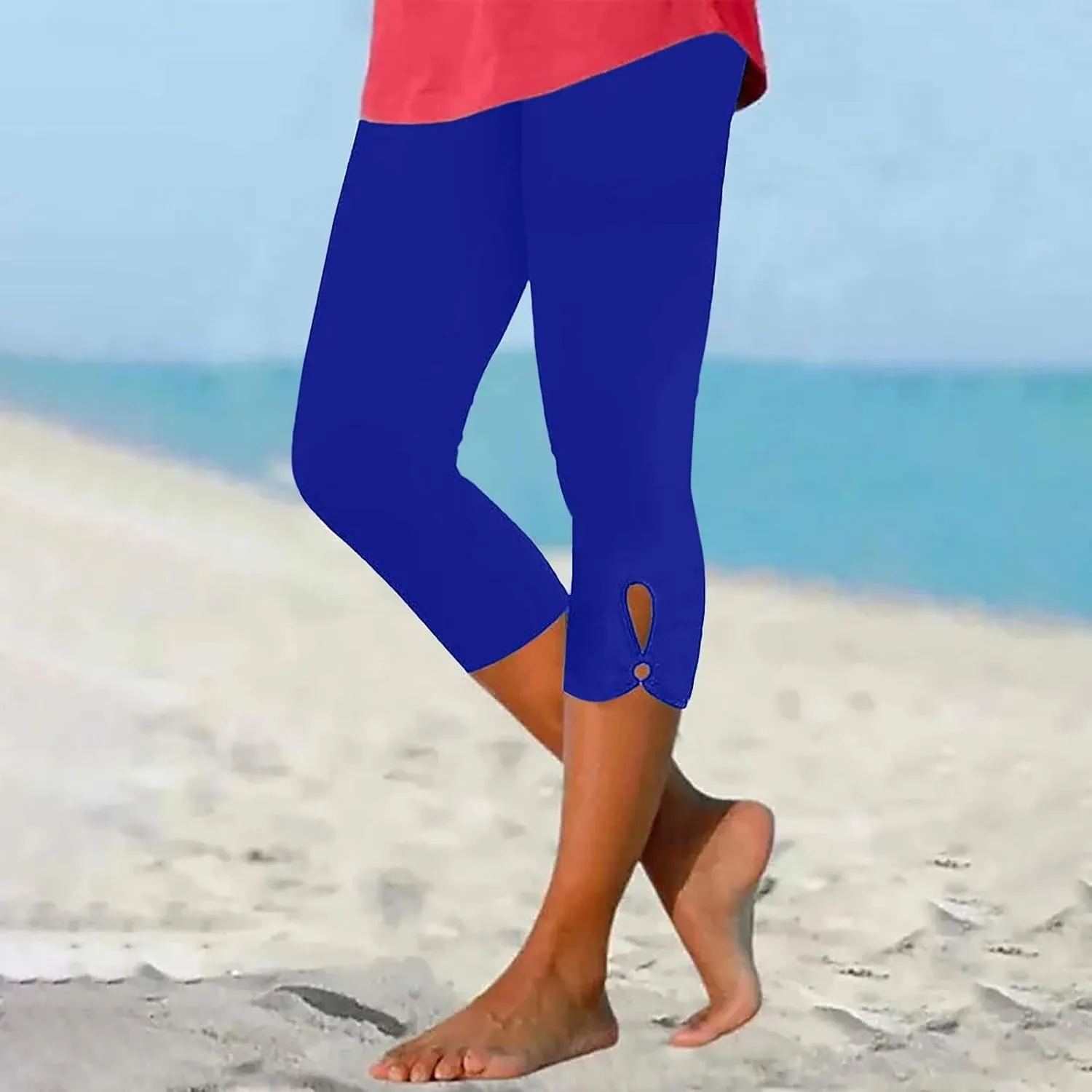 Capri Leggings for Women Summer Dressy Casual Cropped High Waist Yoga Pant Comfy Stretchy Leggings Running Compression