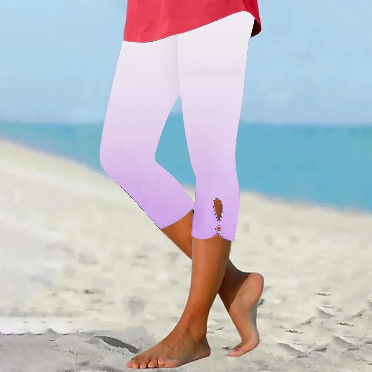 Capri Leggings for Women Summer Dressy Cropped High Waist Yoga Pants Comfy Stretchy Leggings Workout Compression Pants