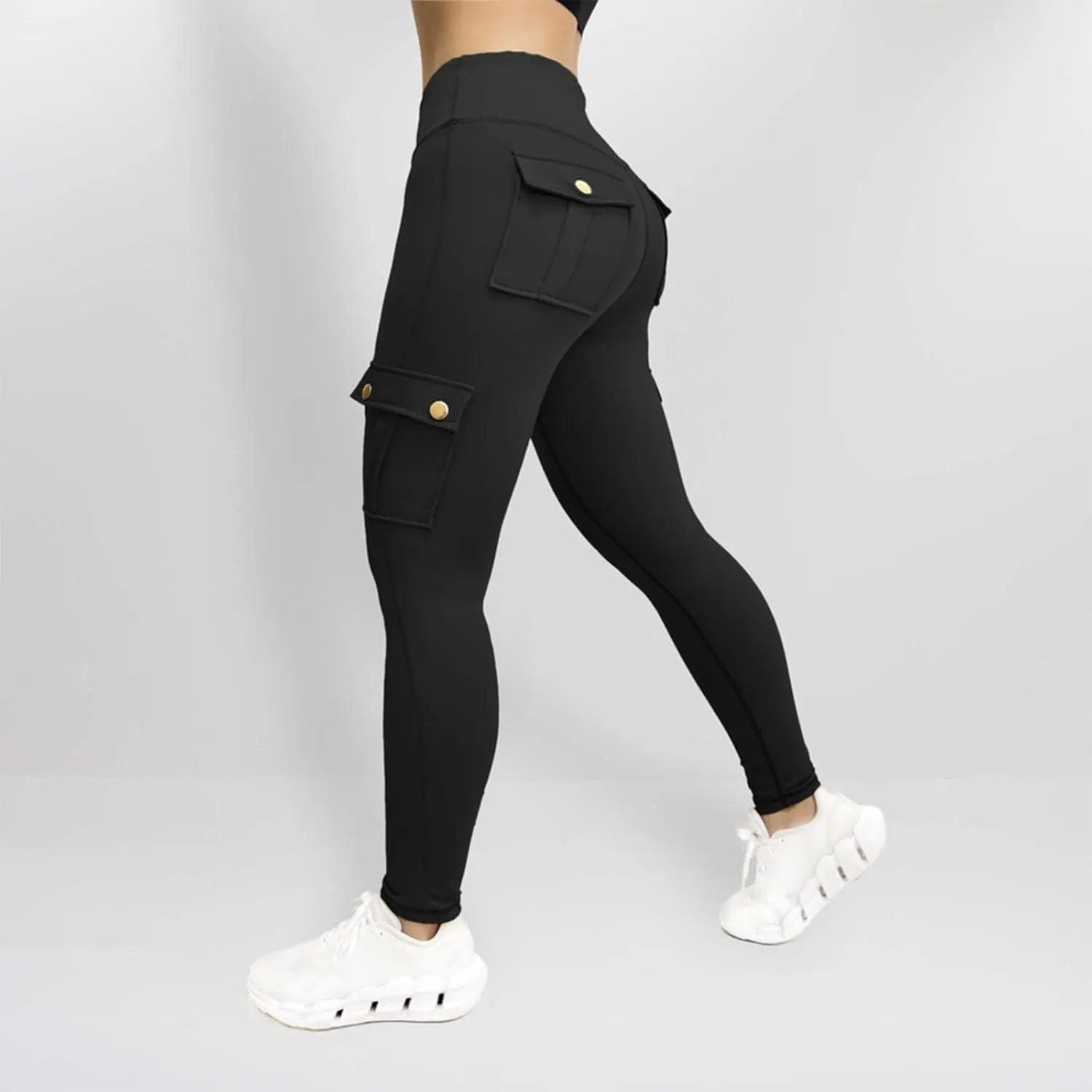 Cargo Leggings with Pockets for Women 2024 Tummy Control Stretchy Workout Leggings Athletic Running Yoga Pants
