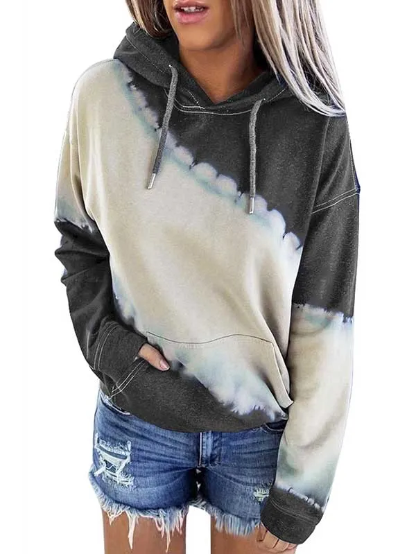 Casual Kangaroo Pocket Tie Dye Oversized Hoodie