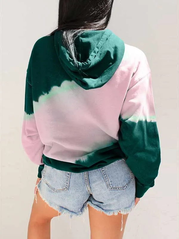 Casual Kangaroo Pocket Tie Dye Oversized Hoodie