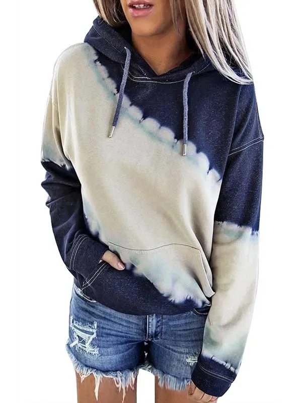 Casual Kangaroo Pocket Tie Dye Oversized Hoodie