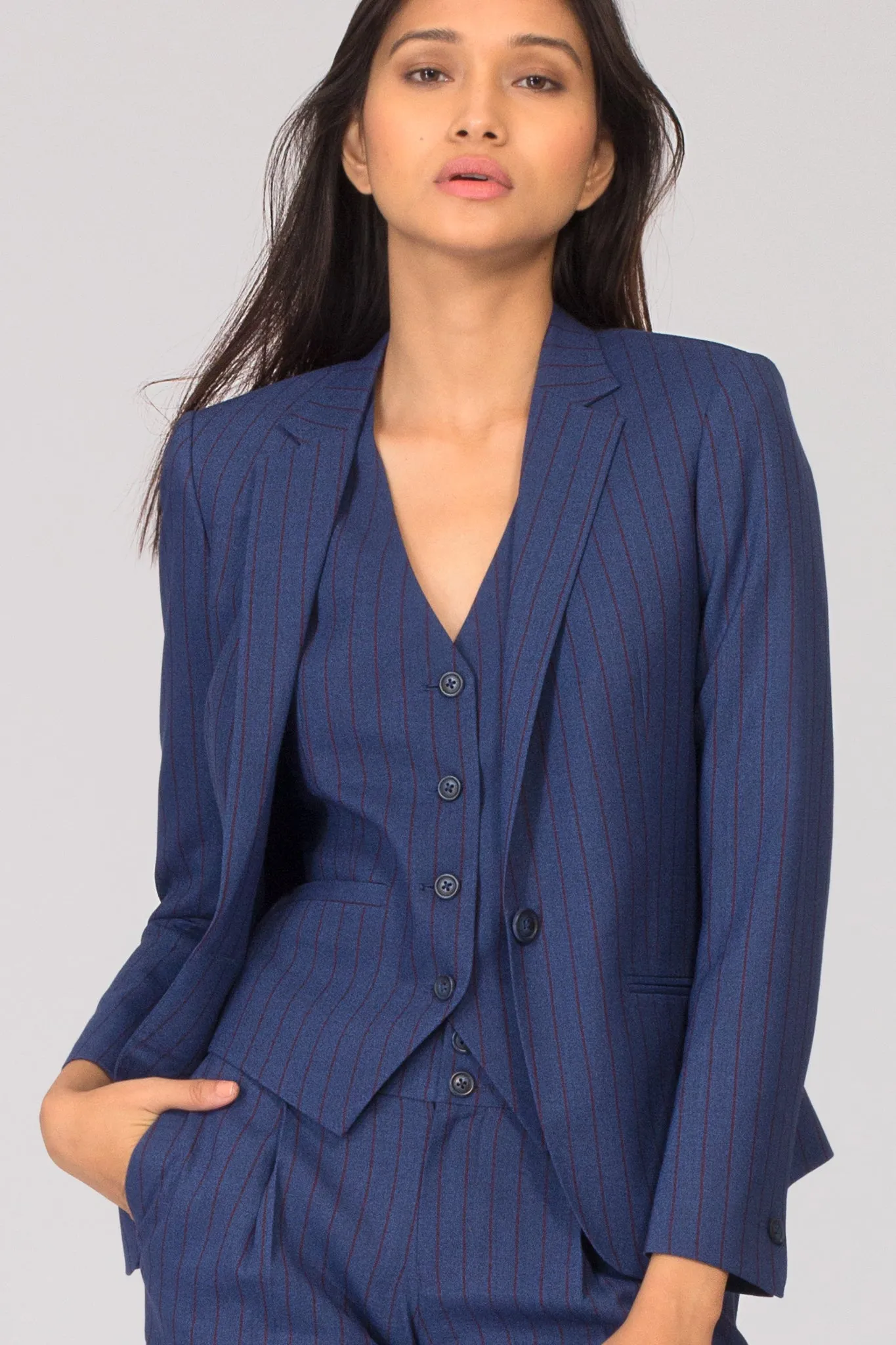 Cobalt Pinstripe Formal Blazer