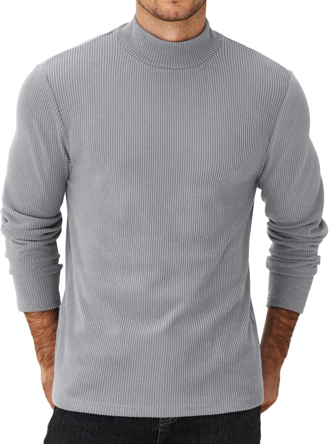 COOFANDY Men's Mock Turtleneck Sweater Long Sleeve Half Neck Pullover Thermal Casual Ribbed High Neck Pullover Sweater