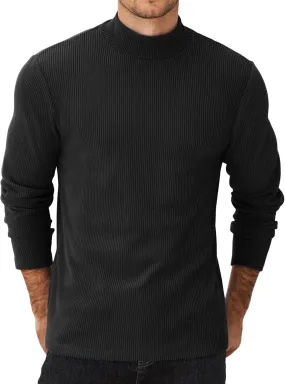 COOFANDY Men's Mock Turtleneck Sweater Long Sleeve Half Neck Pullover Thermal Casual Ribbed High Neck Pullover Sweater