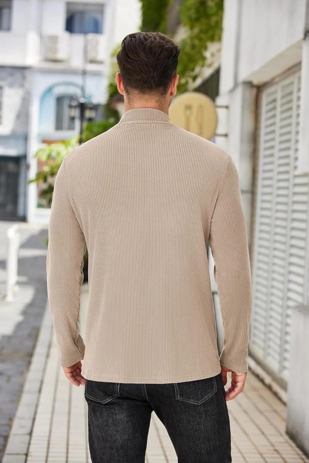 COOFANDY Men's Mock Turtleneck Sweater Long Sleeve Half Neck Pullover Thermal Casual Ribbed High Neck Pullover Sweater