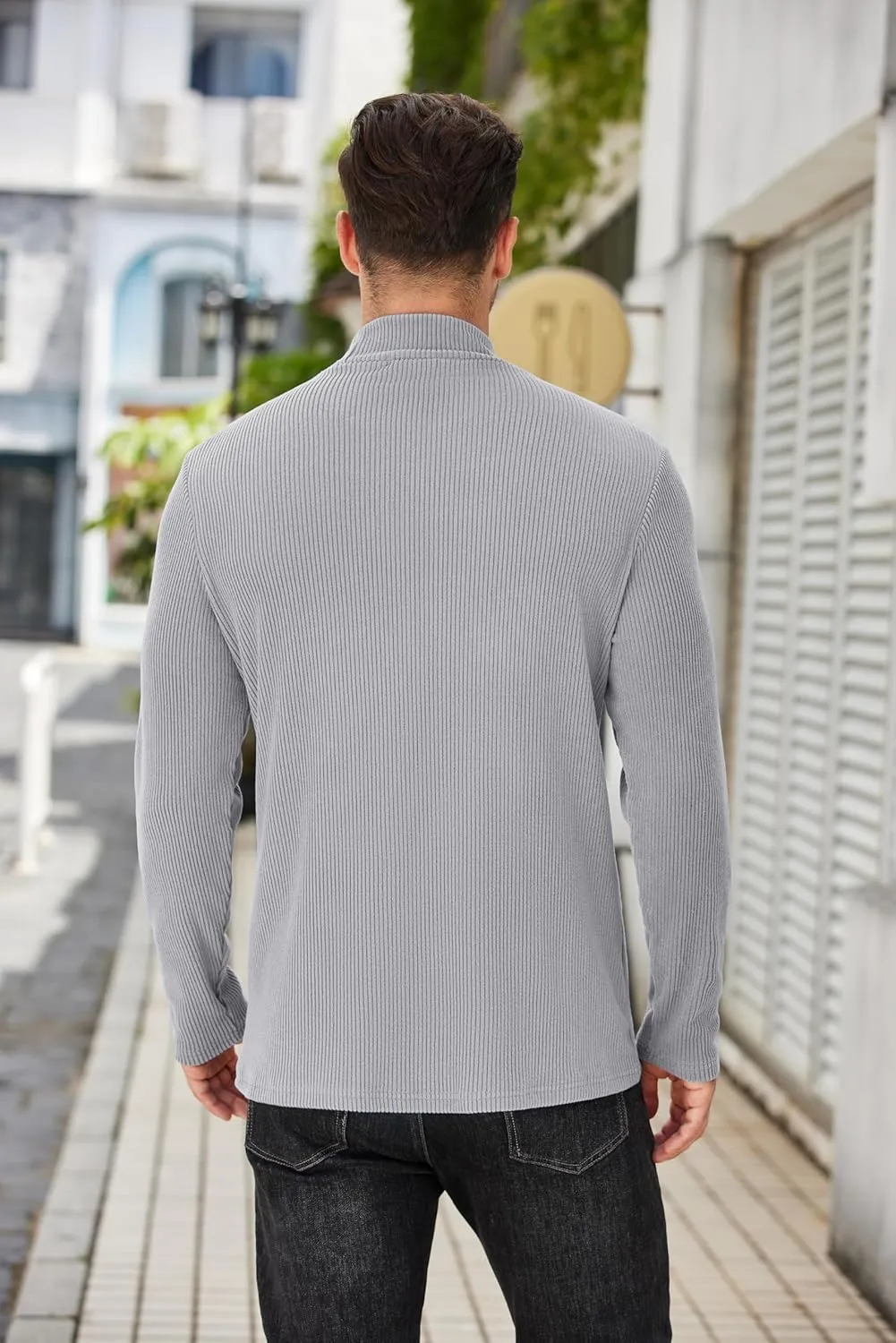 COOFANDY Men's Mock Turtleneck Sweater Long Sleeve Half Neck Pullover Thermal Casual Ribbed High Neck Pullover Sweater