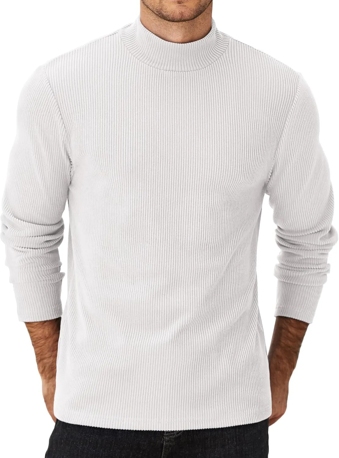 COOFANDY Men's Mock Turtleneck Sweater Long Sleeve Half Neck Pullover Thermal Casual Ribbed High Neck Pullover Sweater