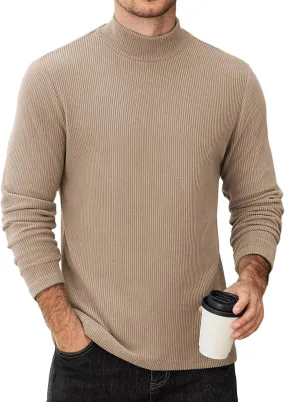 COOFANDY Men's Mock Turtleneck Sweater Long Sleeve Half Neck Pullover Thermal Casual Ribbed High Neck Pullover Sweater