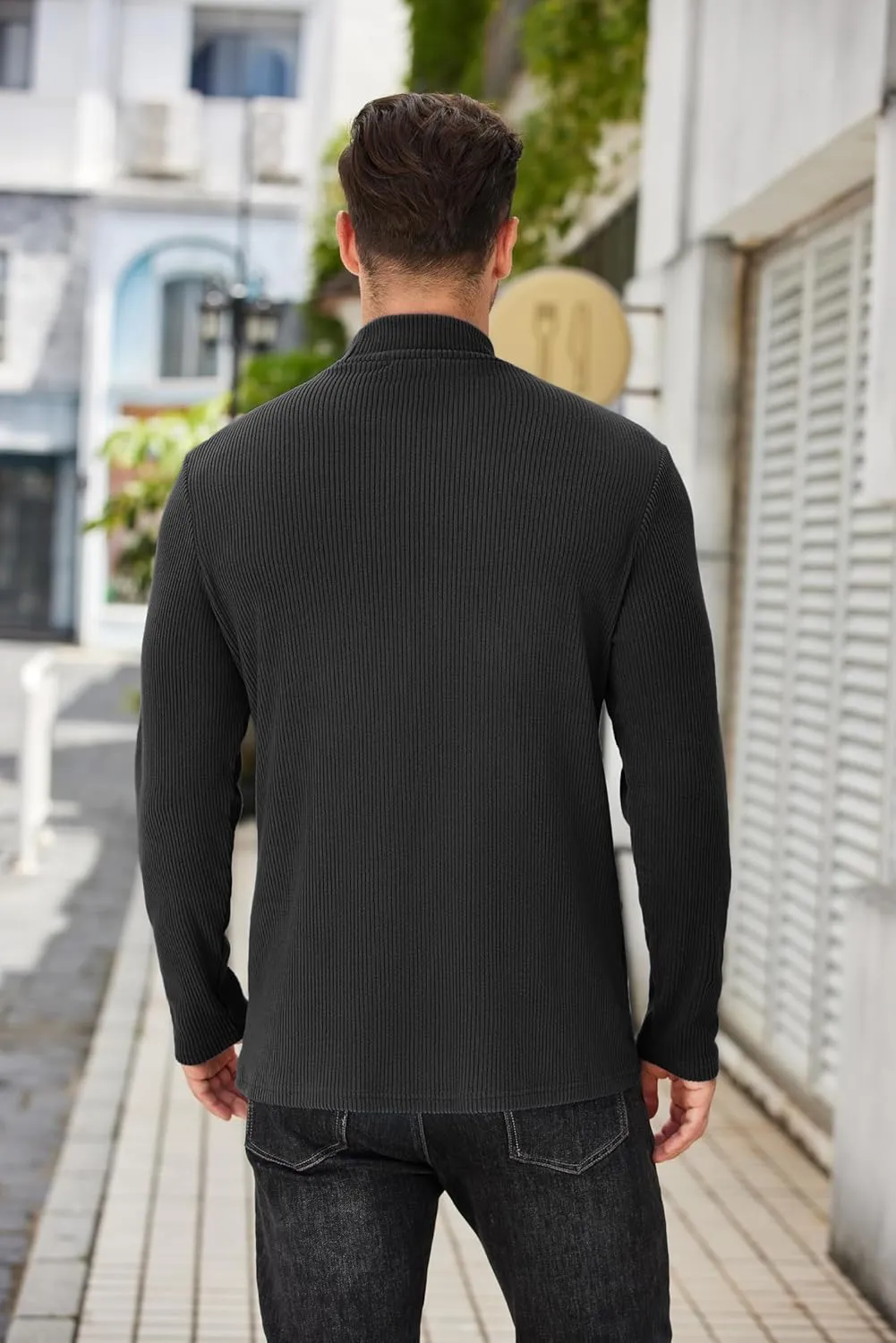 COOFANDY Men's Mock Turtleneck Sweater Long Sleeve Half Neck Pullover Thermal Casual Ribbed High Neck Pullover Sweater