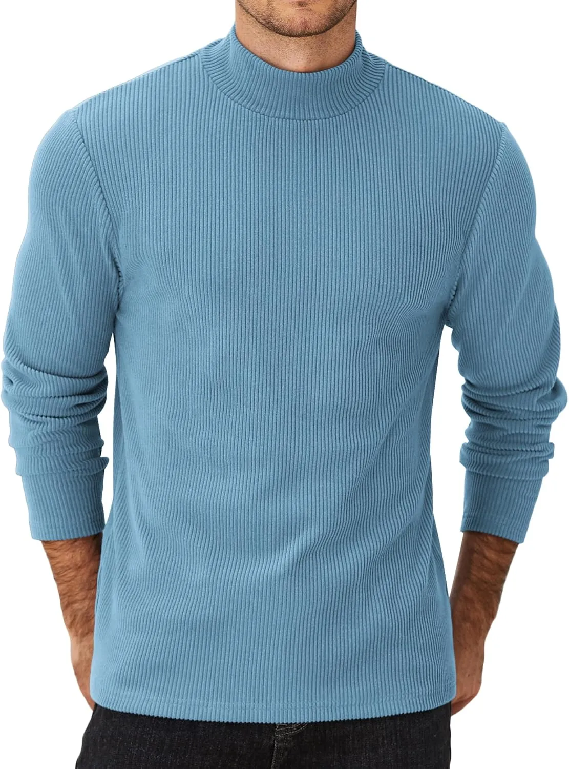 COOFANDY Men's Mock Turtleneck Sweater Long Sleeve Half Neck Pullover Thermal Casual Ribbed High Neck Pullover Sweater