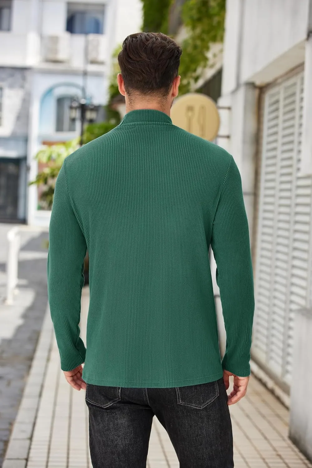 COOFANDY Men's Mock Turtleneck Sweater Long Sleeve Half Neck Pullover Thermal Casual Ribbed High Neck Pullover Sweater