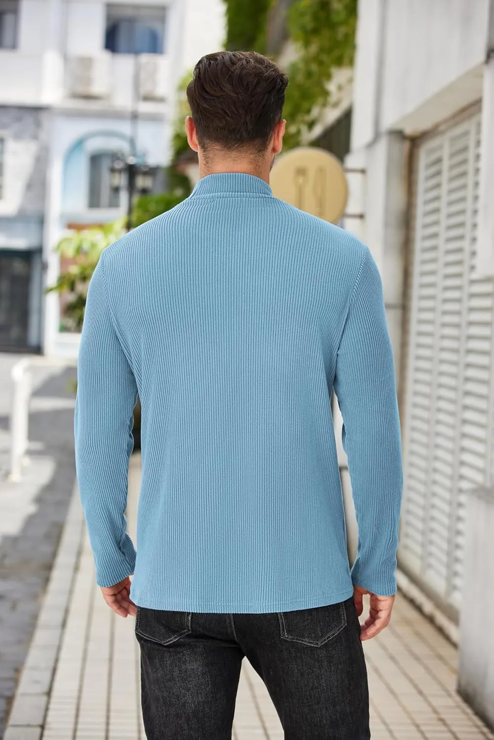 COOFANDY Men's Mock Turtleneck Sweater Long Sleeve Half Neck Pullover Thermal Casual Ribbed High Neck Pullover Sweater
