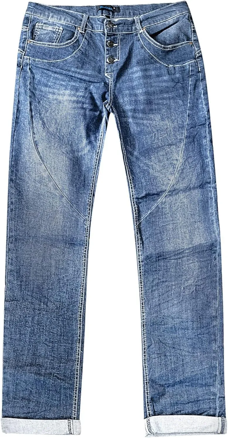 Distressed Jeans for Women Slim Straight Cuffed Crop Jeans Mid Waist Stretchy Washed Cute Boyfriend Denim Pants