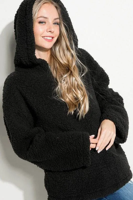 E Luna Fuzzy Faux Fur Oversized Sweatshirt