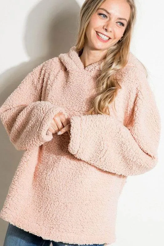 E Luna Fuzzy Faux Fur Oversized Sweatshirt