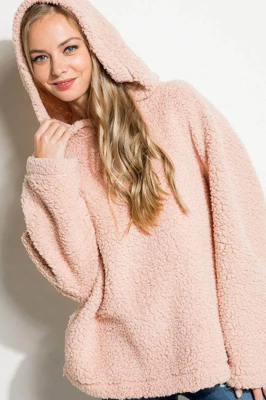 E Luna Fuzzy Faux Fur Oversized Sweatshirt