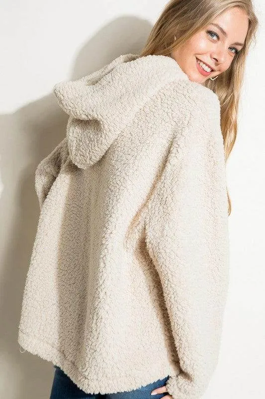 E Luna Fuzzy Faux Fur Oversized Sweatshirt