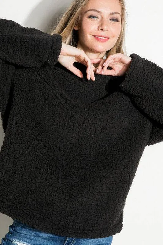 E Luna Fuzzy Faux Fur Oversized Sweatshirt
