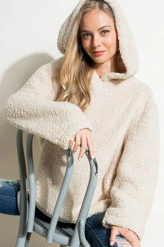 E Luna Fuzzy Faux Fur Oversized Sweatshirt