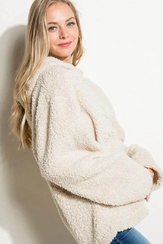 E Luna Fuzzy Faux Fur Oversized Sweatshirt
