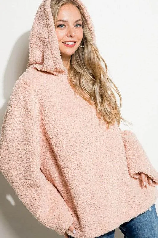 E Luna Fuzzy Faux Fur Oversized Sweatshirt