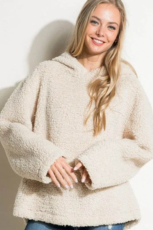 E Luna Fuzzy Faux Fur Oversized Sweatshirt